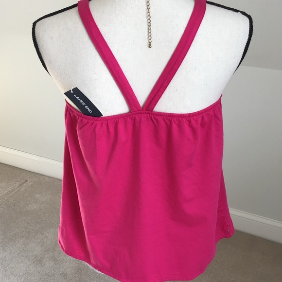 NEW Land’s End Hot Pink Strappy Girls Tank Sleeveless Top Size 14 Large - Picture 2 of 7